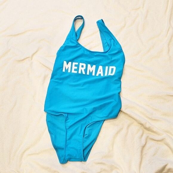 Mermaid Blue One-Piece Bathing Suit | Sz L - Picture 2 of 5